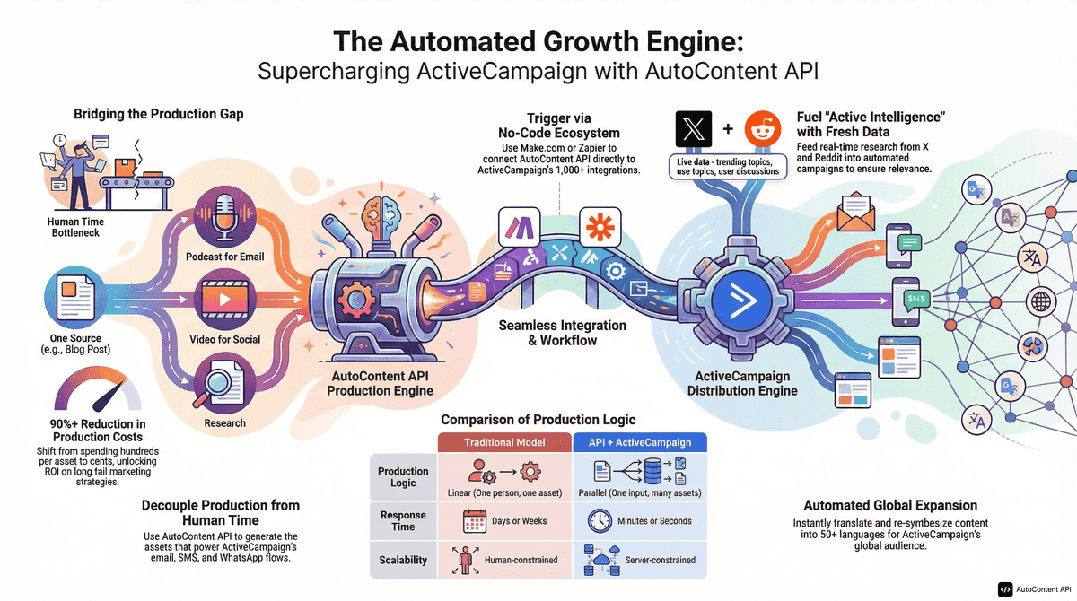 AutoContent API infographic for https://activecampaign.com/