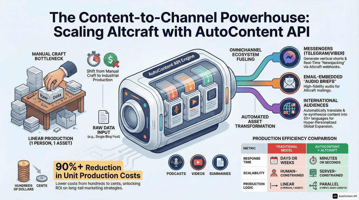 AutoContent API infographic for https://altcraft.com/
