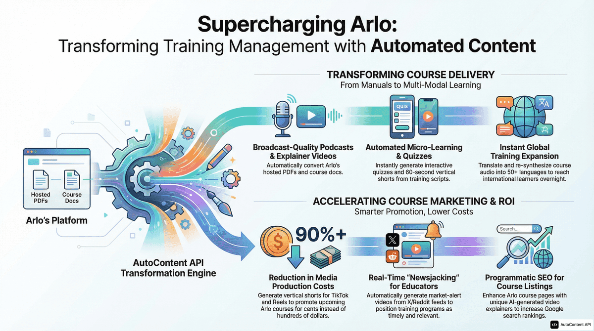 AutoContent API infographic for https://arlo.co/