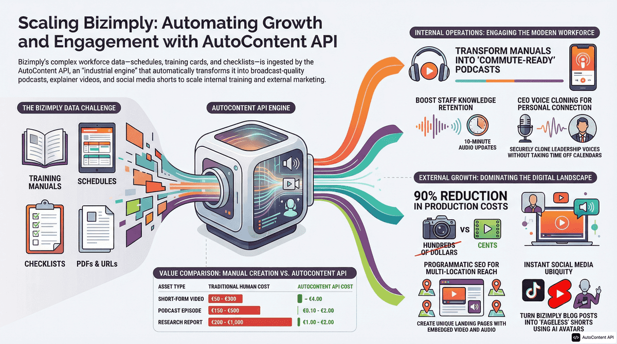 AutoContent API infographic for https://bizimply.com/