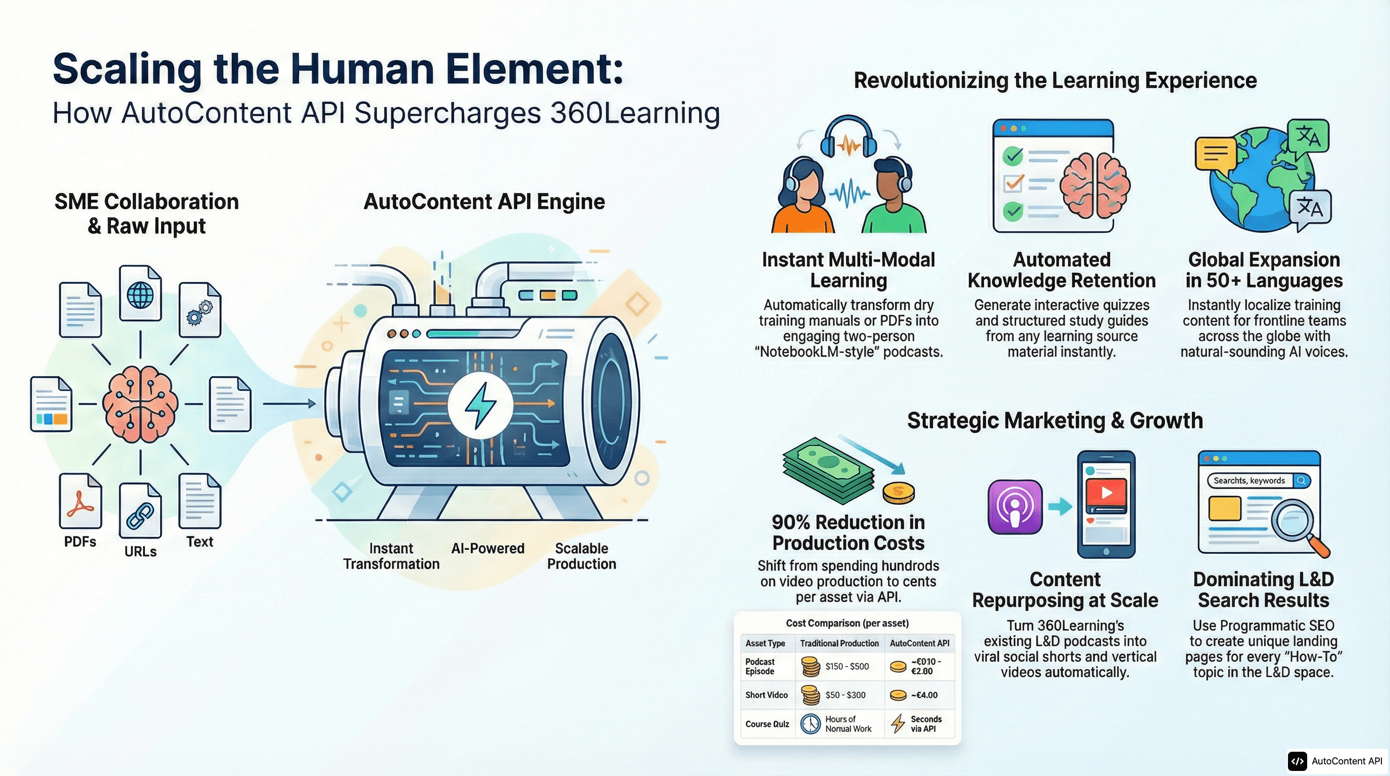 AutoContent API infographic for https://360learning.com/