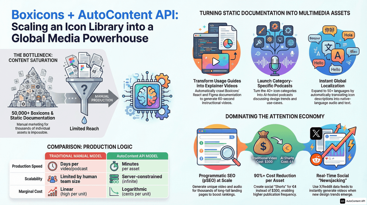 AutoContent API infographic for https://boxicons.com/