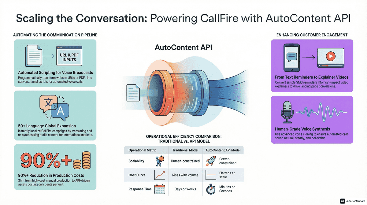 AutoContent API infographic for https://callfire.com/