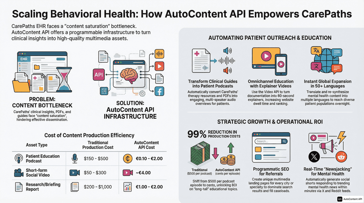 AutoContent API infographic for https://carepaths.com/