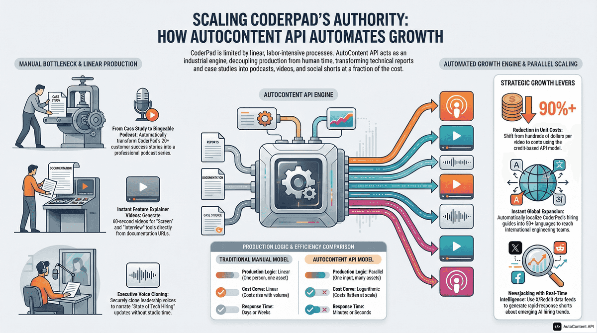 AutoContent API infographic for https://coderpad.io/