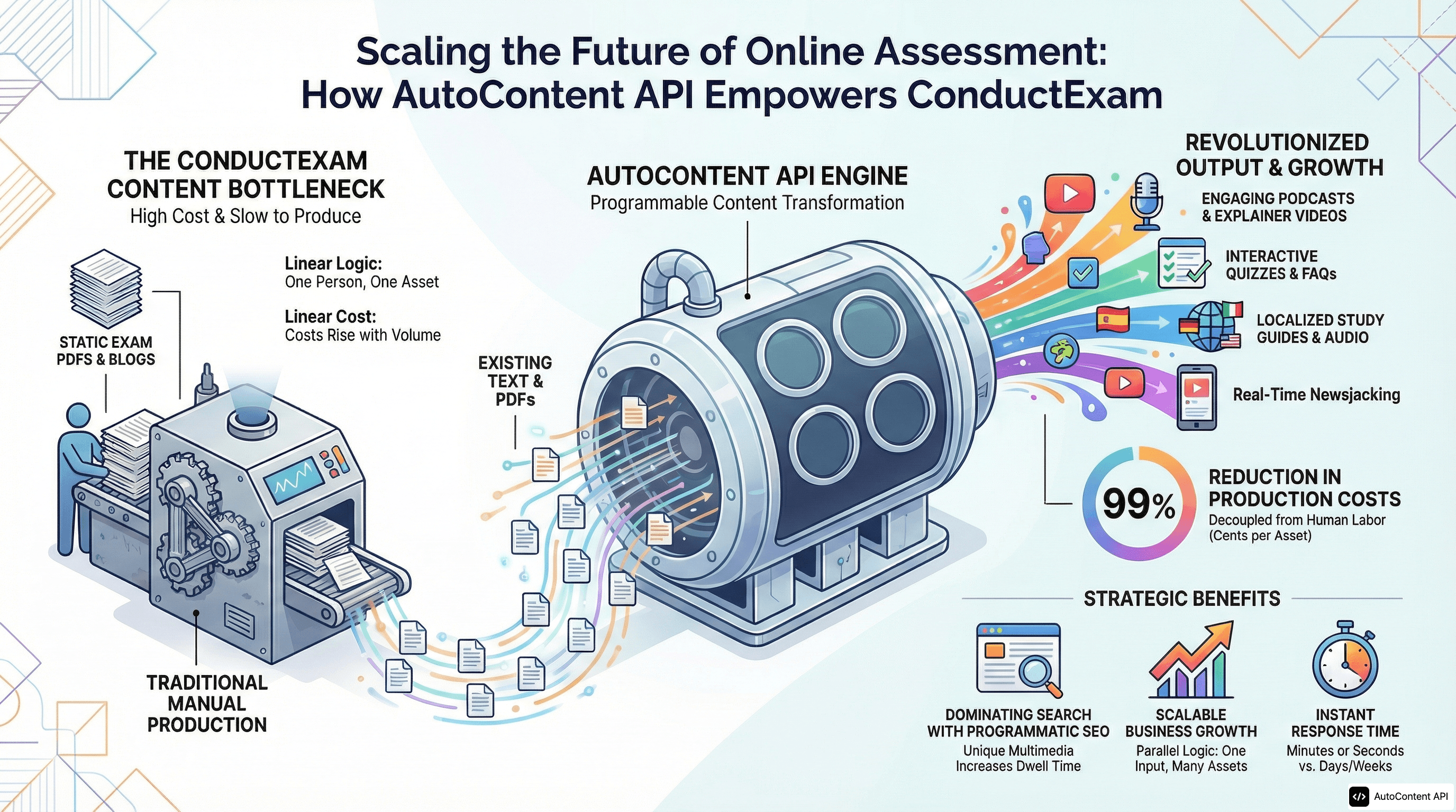 AutoContent API infographic for https://conductexam.com/