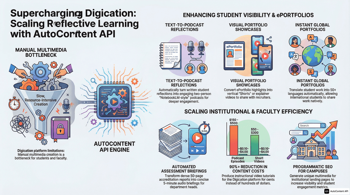 AutoContent API infographic for https://digication.com/