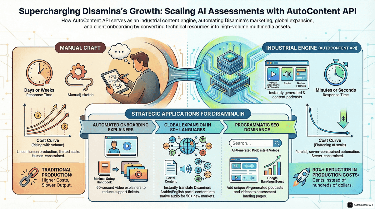 AutoContent API infographic for https://disamina.in/