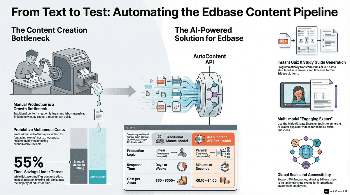 AutoContent API infographic for https://edbase.net/