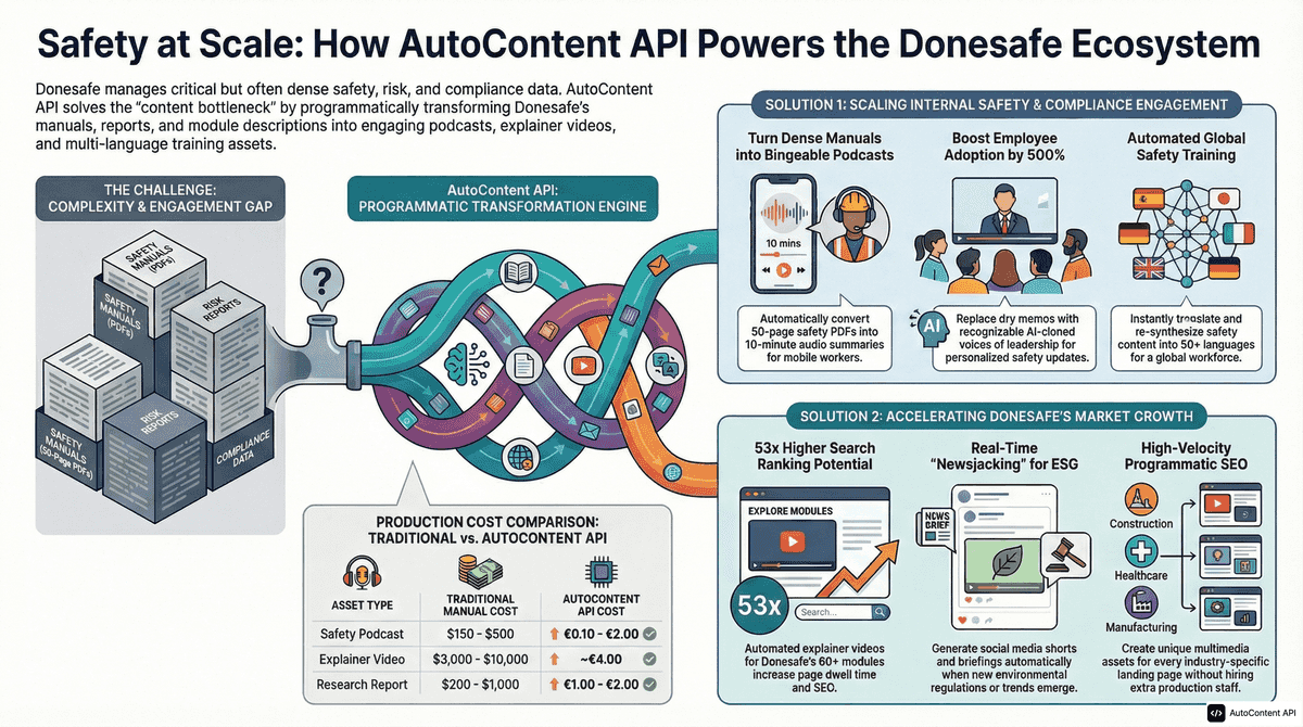 AutoContent API infographic for https://donesafe.com/