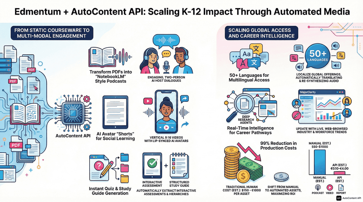 AutoContent API infographic for https://edmentum.com/