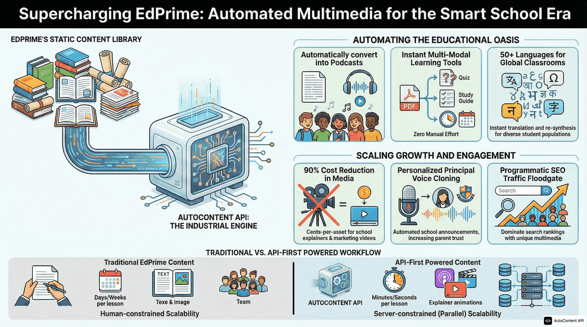 AutoContent API infographic for https://edprime.co/
