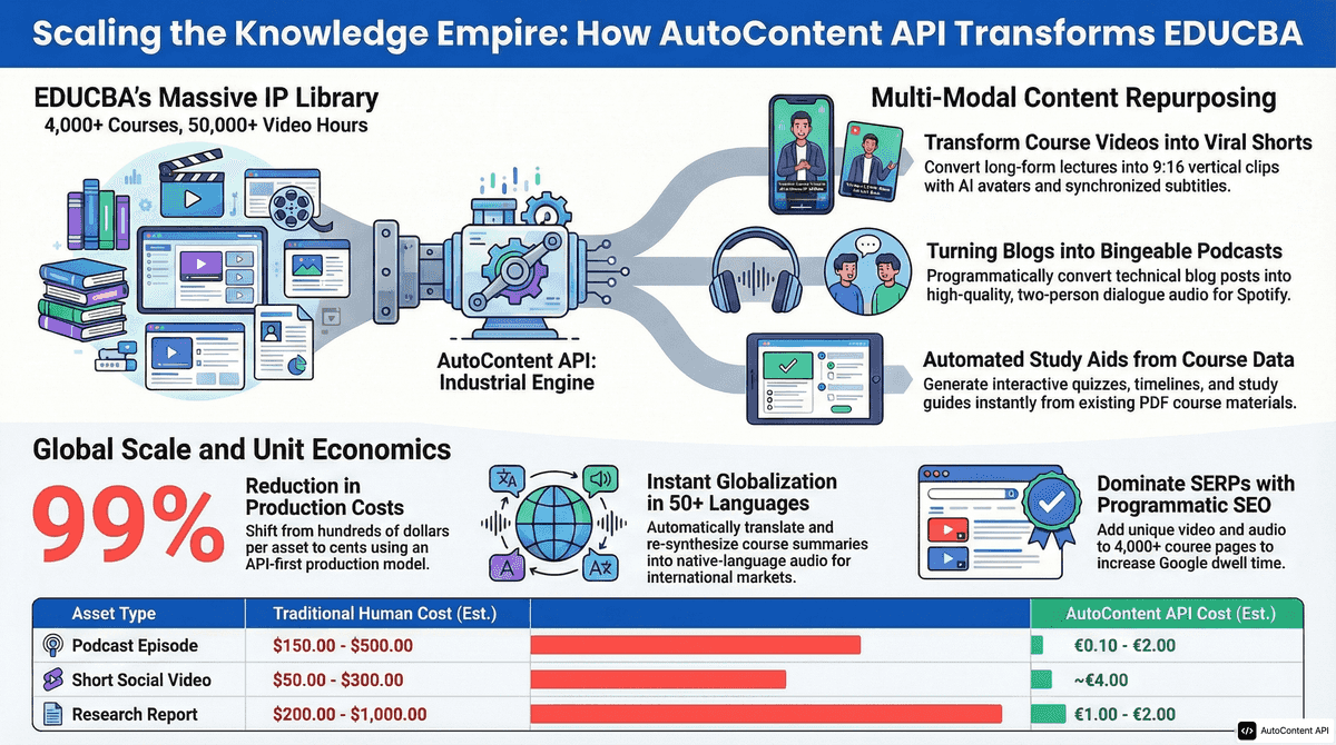 AutoContent API infographic for https://educba.com/