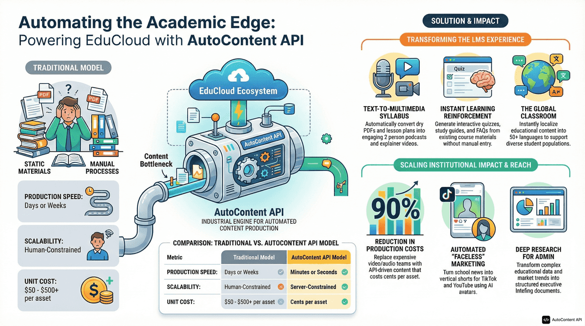 AutoContent API infographic for https://educloud.app/