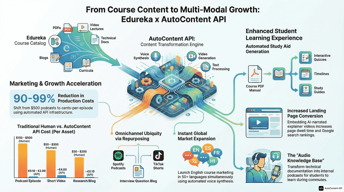 AutoContent API infographic for https://edureka.co/