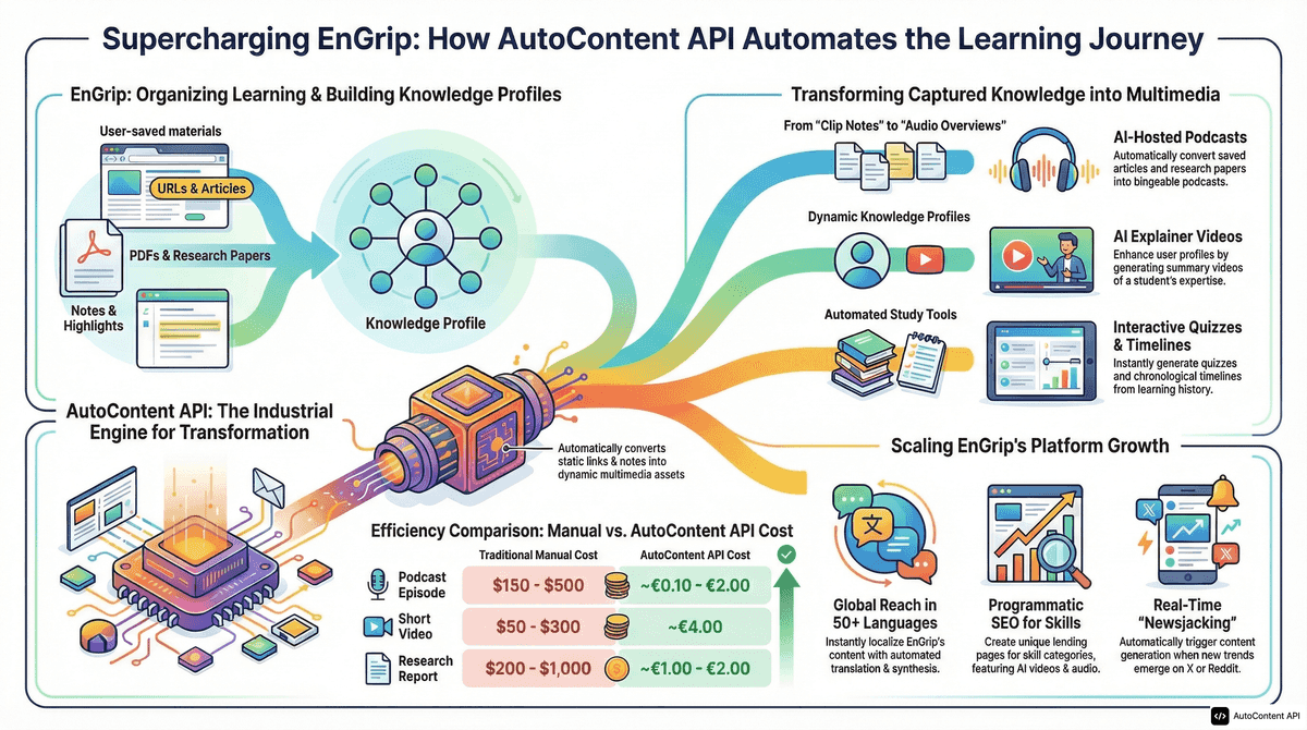 AutoContent API infographic for https://engrip.com/