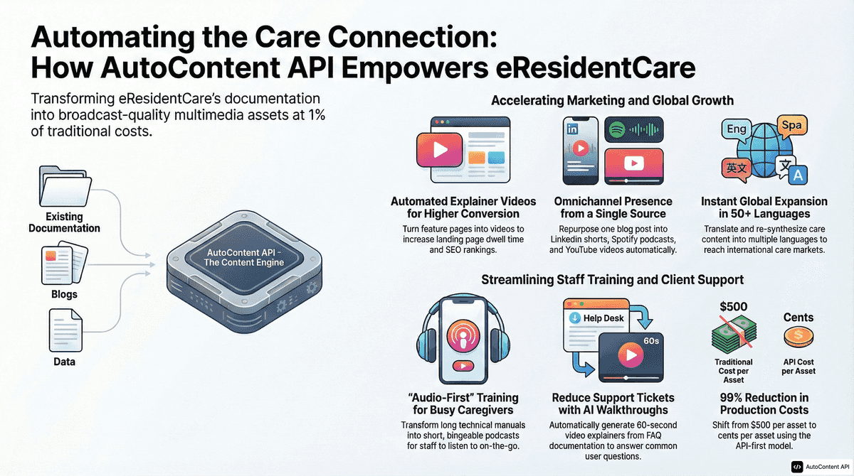 AutoContent API infographic for https://eresidentcare.com/