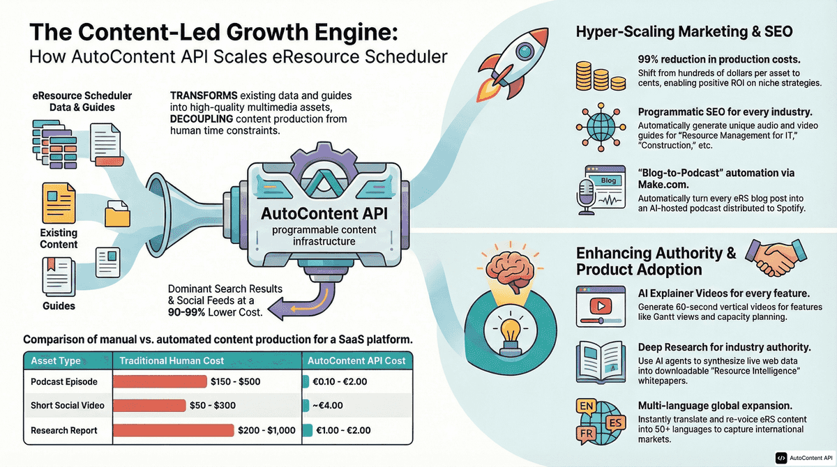 AutoContent API infographic for https://eresourcescheduler.com/