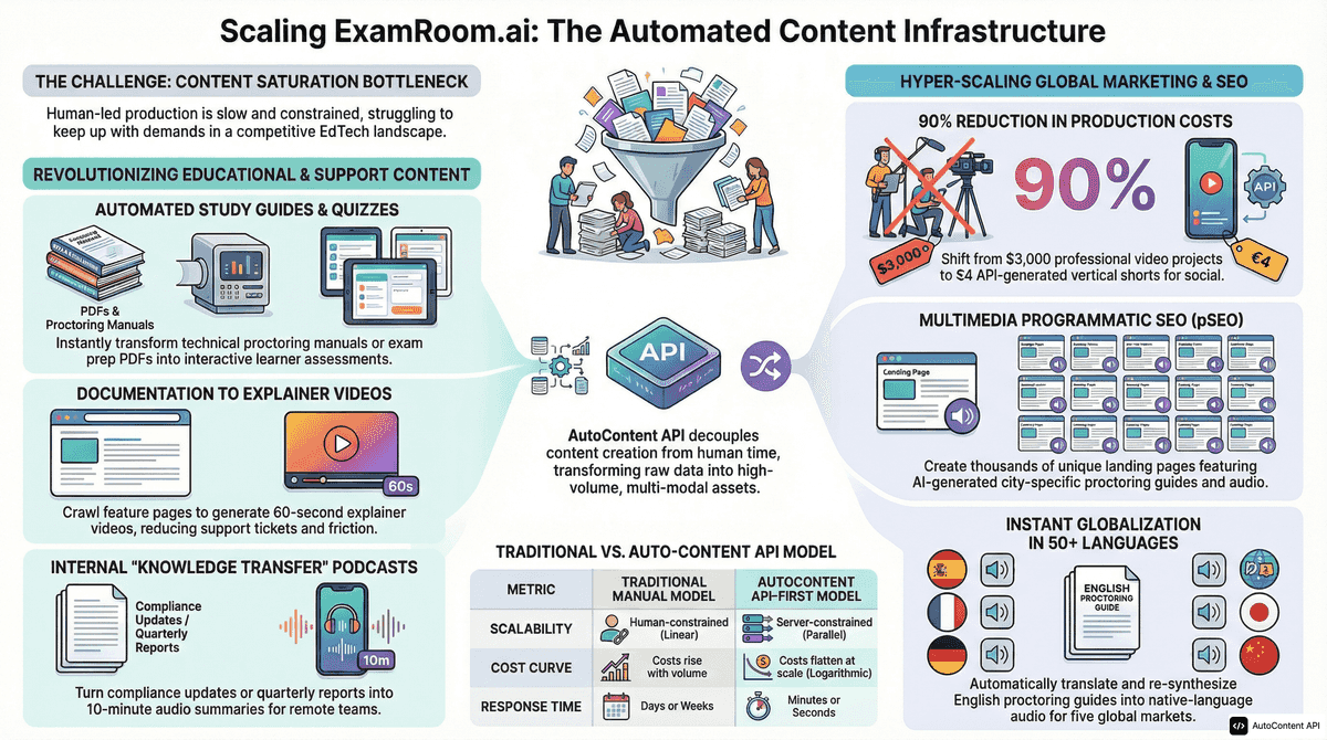 AutoContent API infographic for https://examroom.ai/
