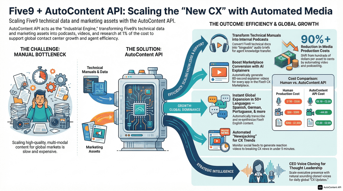 AutoContent API infographic for https://five9.com/