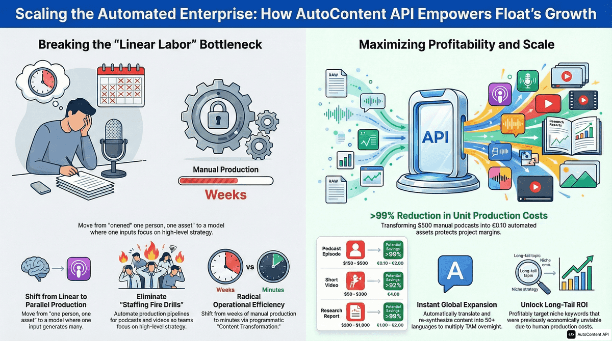 AutoContent API infographic for https://float.com/