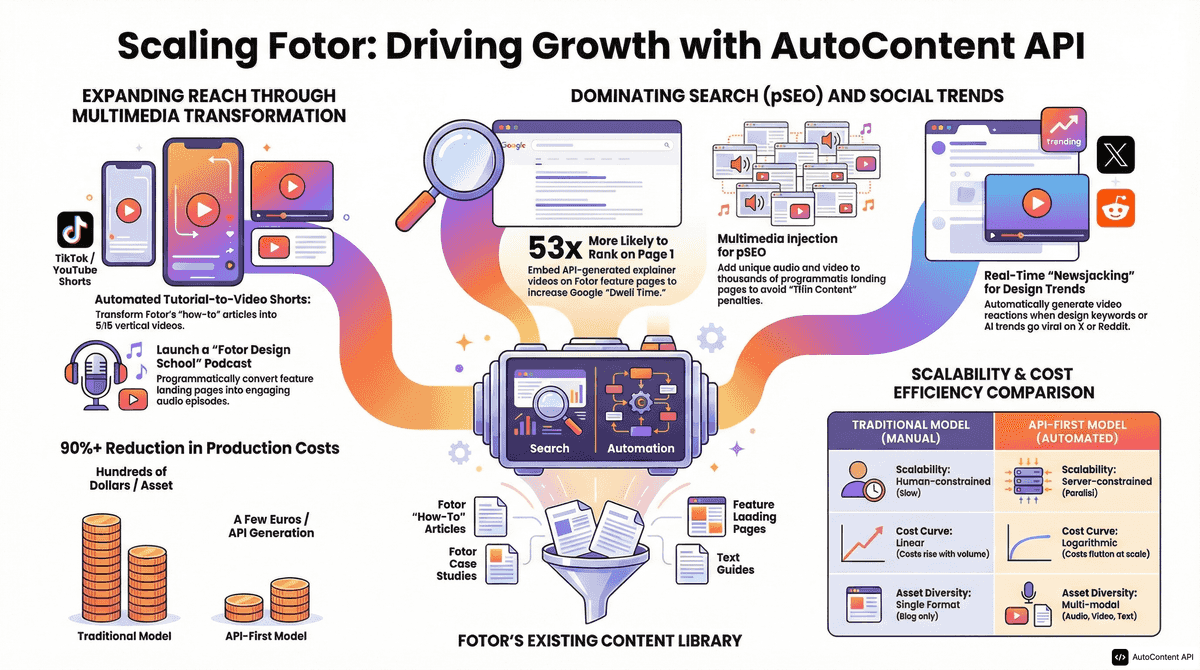 AutoContent API infographic for https://fotor.com/