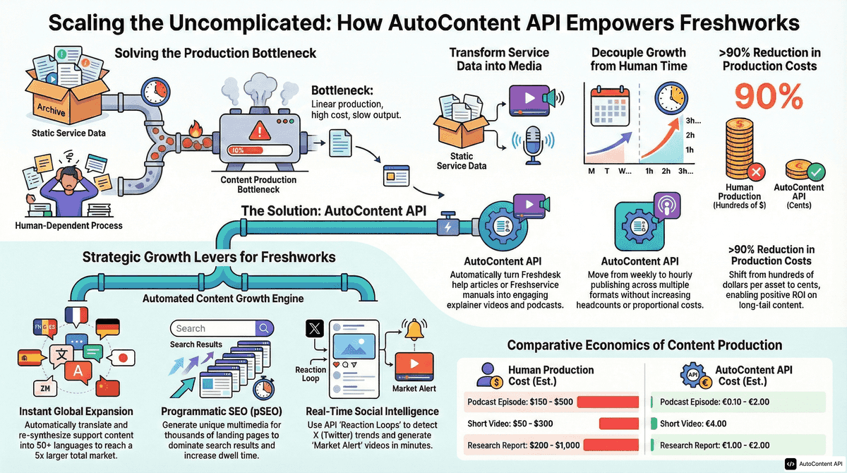 AutoContent API infographic for https://freshworks.com/