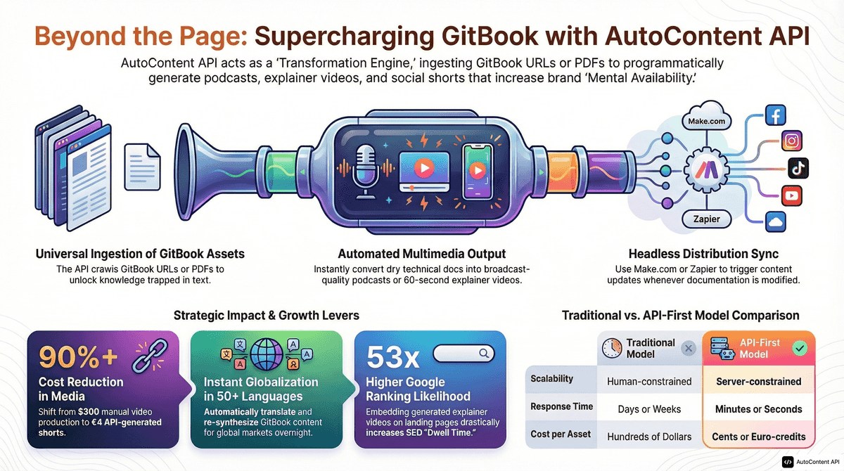 AutoContent API infographic for https://gitbook.com/