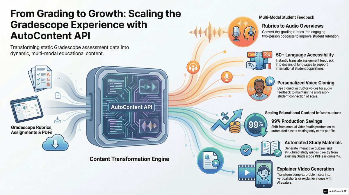 AutoContent API infographic for https://gradescope.com/