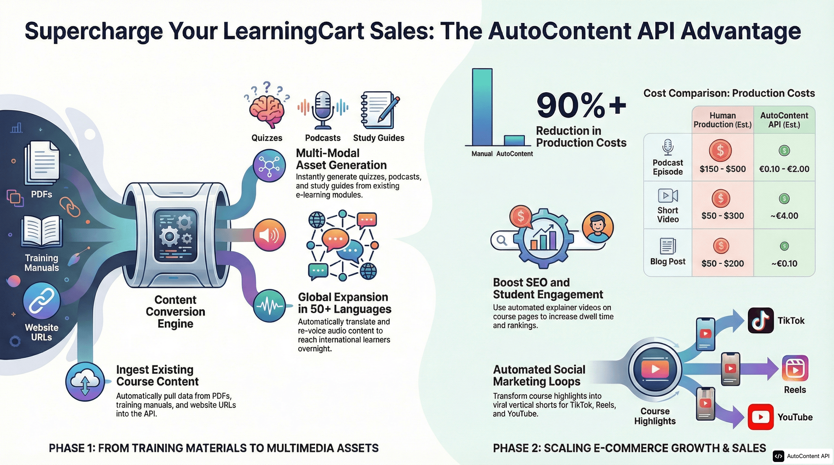 AutoContent API infographic for https://learningcart.com/