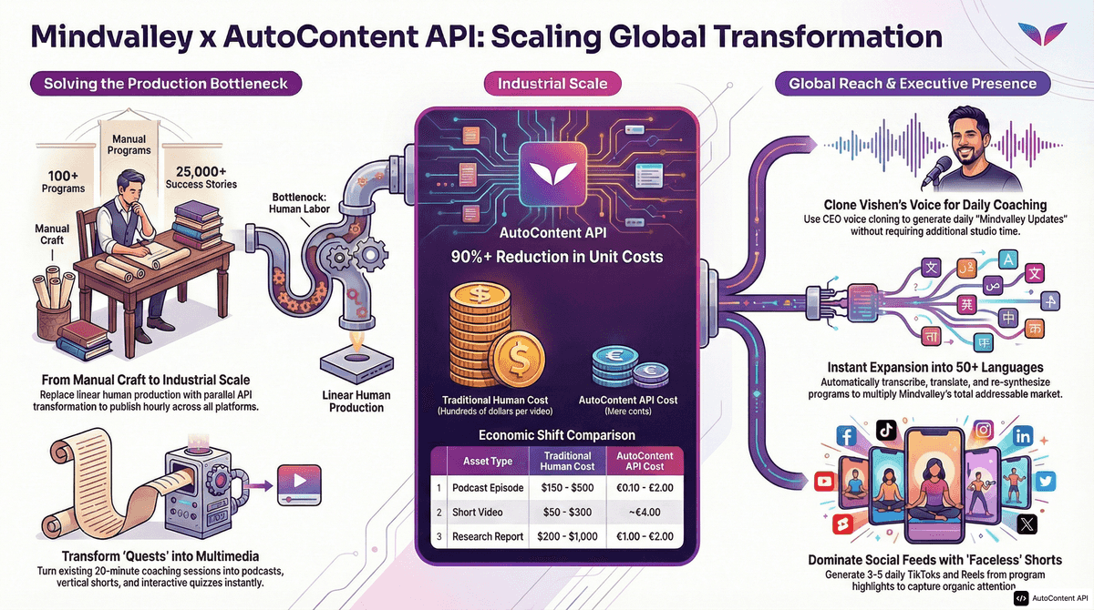 AutoContent API infographic for https://mindvalley.com/