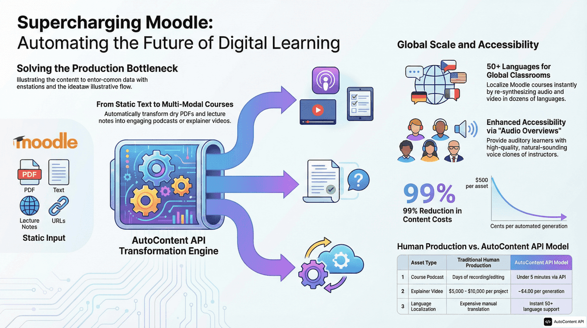 AutoContent API infographic for https://moodle.com/