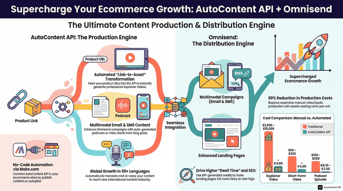 AutoContent API infographic for https://omnisend.com/