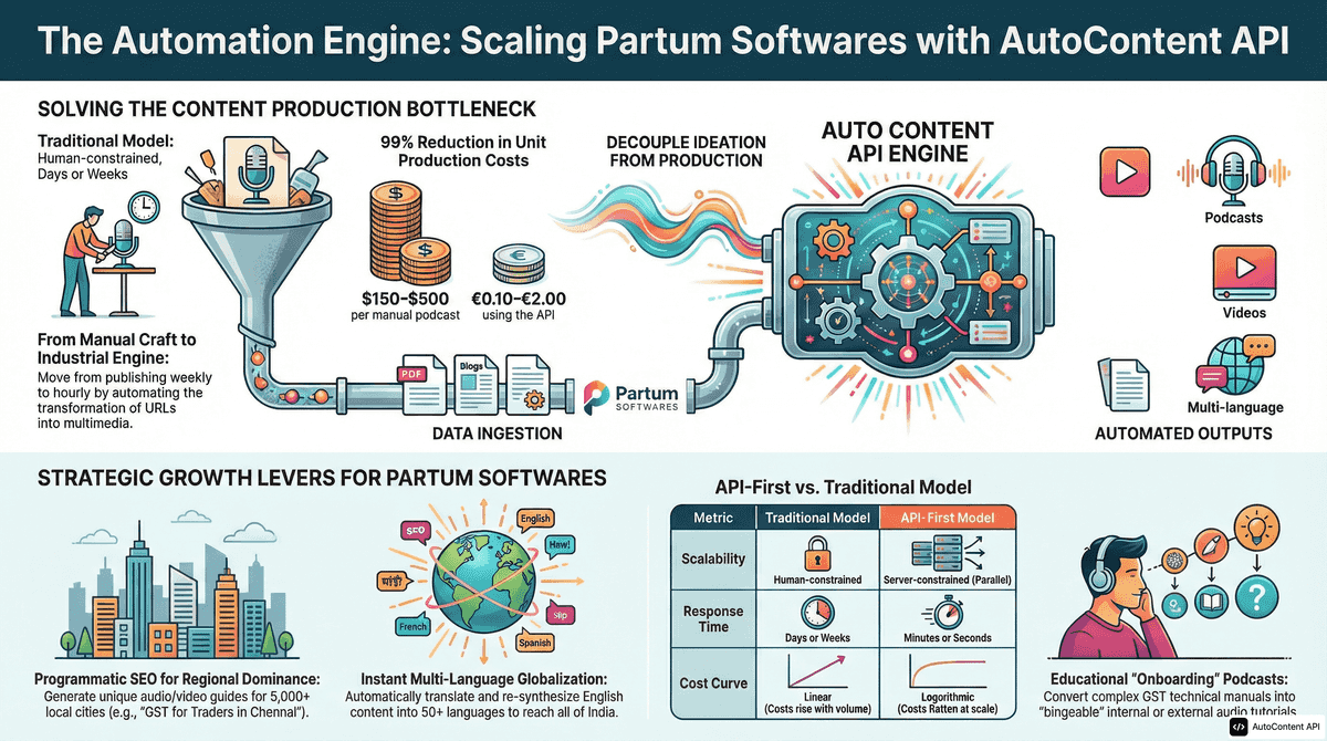AutoContent API infographic for https://partumsoftwares.com/