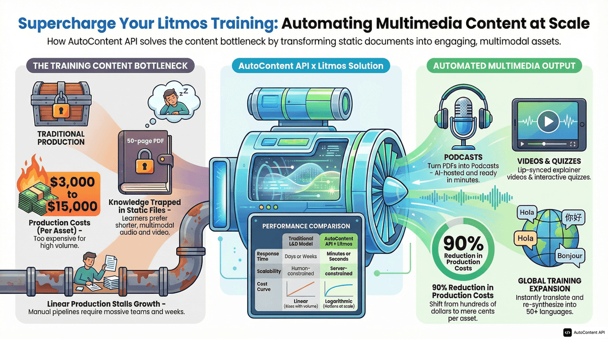 AutoContent API infographic for https://litmos.com/