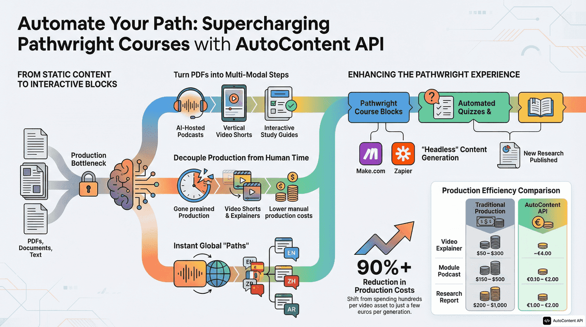 AutoContent API infographic for https://pathwright.com/