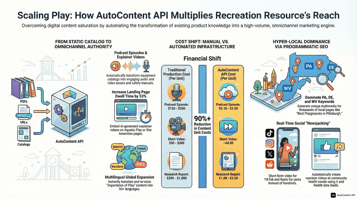 AutoContent API infographic for https://recreation-resource.com/