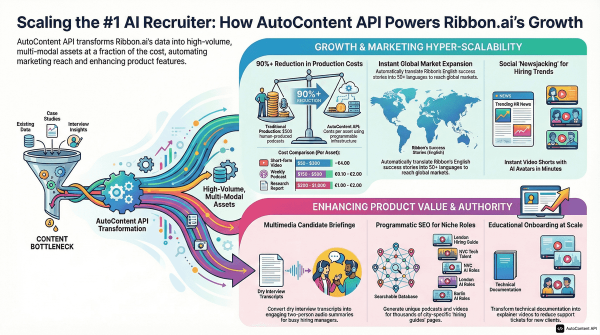 AutoContent API infographic for https://ribbon.ai/