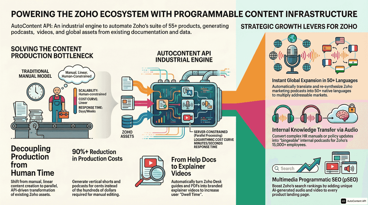 AutoContent API infographic for https://zoho.com/