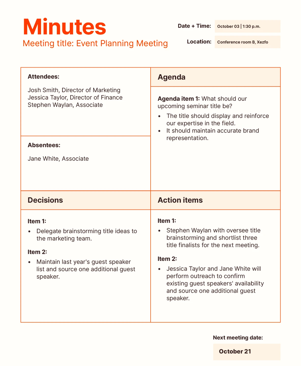 Example of meeting notes being transformed into audio brief
